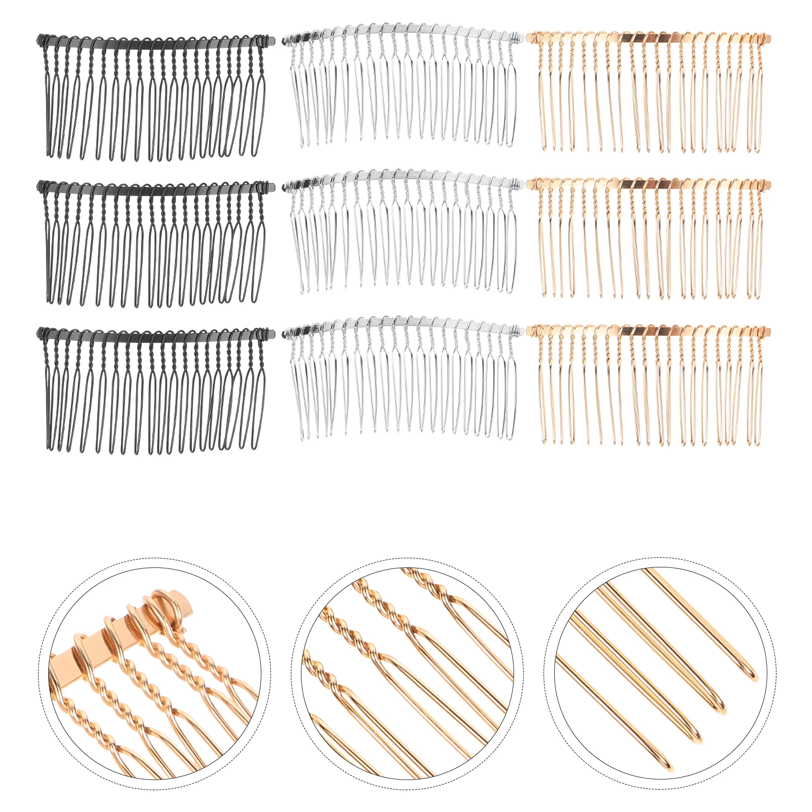 

12pcs Hair Comb Set 20 Teeth Metal Wire Combs Rust Resistant Smooth For Bridal Wedding Party Prom Slide Hairclip Women