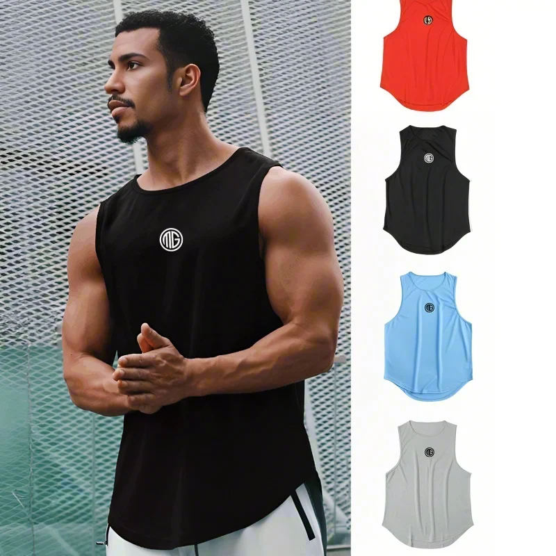 

Summer Running Tank Top Workout ClothingVests Men's Mesh Breathable Loose Training Sleeveless Shirt Quick Drying Fitness Sports