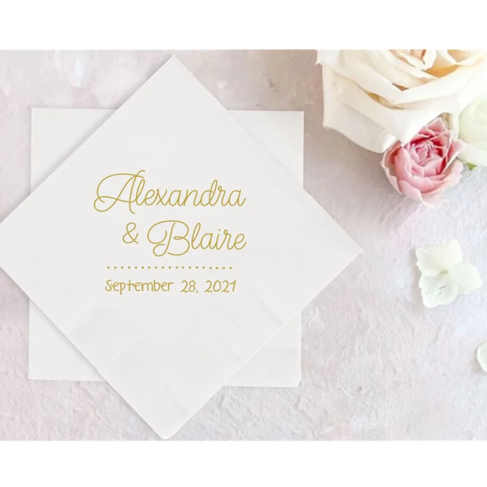 

50PCS Personalized Wedding Napkins, Custom Wedding Napkins, Customized Beverage Napkins as Favors, Personalized Beverage Napkins