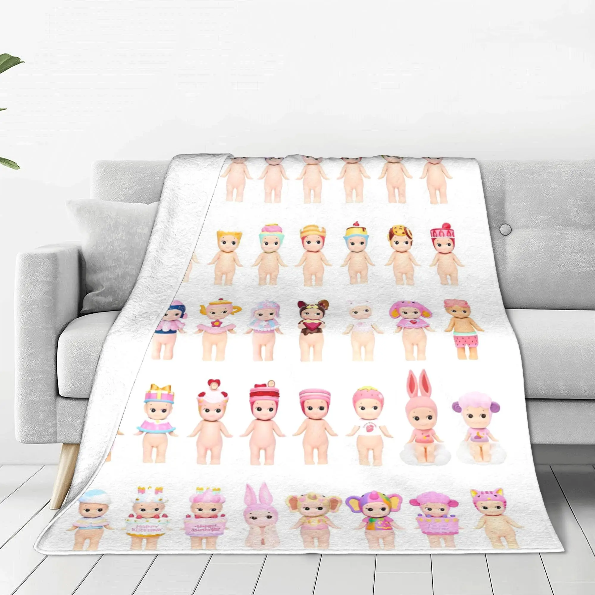 Bunny Sonny Angels Cartoon Coral Fleece Plush Throw Blanket Cute Smile Blankets for Sofa Bedroom Lightweight Outdoor Portable