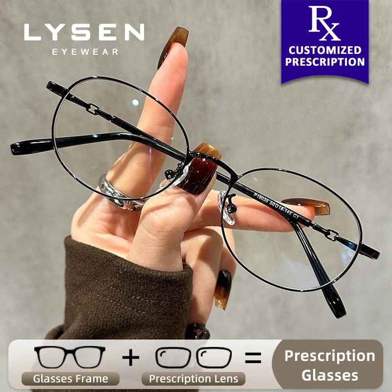 

LYSEN Metal Oval Prescription Optical Glasses Women Photochromic Myopia Glasses Blue Light Blocking Computer Reading Eyeglasses