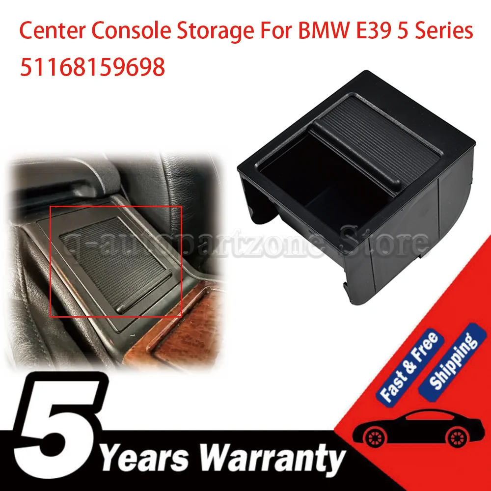 

For BMW 5 SERIES E39 51168159698 Center Console Storing Compartment Storage Tray Black Car Front storage Box Tray
