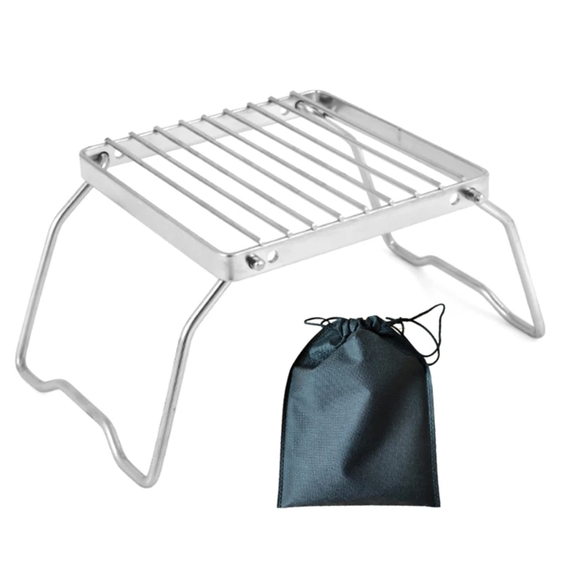 2025 New Portable Folding Campfire Grill Stand Stainless Steel Grate Campings Grill Rack Outdoor Cooking Stove Stand Easy to Use