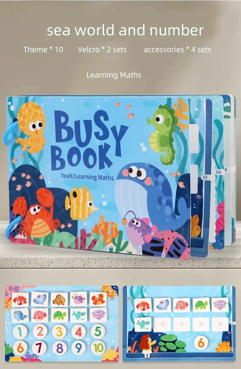 Montessori Children's Early Education Small Size Quiet Book and Busy Book, Cognitive Games, Matching Game，Paste book