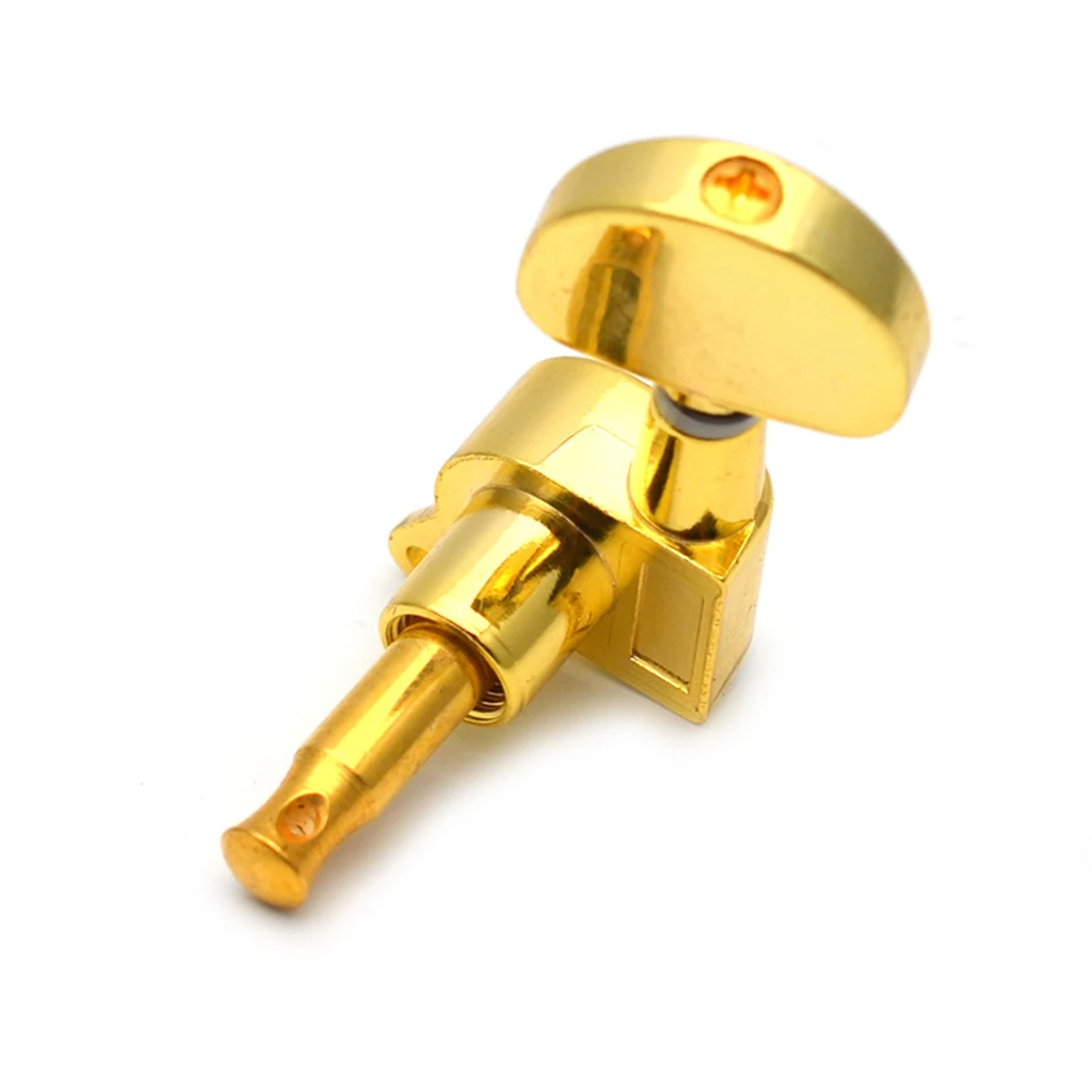 

6PCS Large Handle Tuning Pegs Replacement Circular Guitar Heads for Electric Guitar Wooden Guitar - Left (Golden)