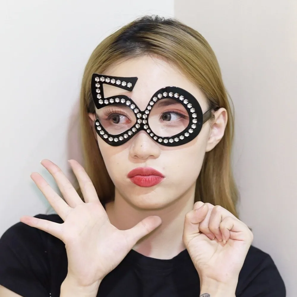 Funny Birthday Number Rhinestone Glasses 16th 18th 30th 40th 50th 60th Rhinestone Party Mask Number Design Party Sunglasses