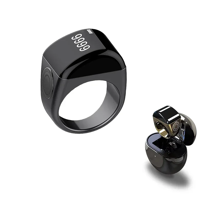 Hot Sell Smart Tasbih Zikr Ring Zinc Alloy Aluminium Muslim Digital Waterproof Alarm Clock Tasbih Counter Smart Ring