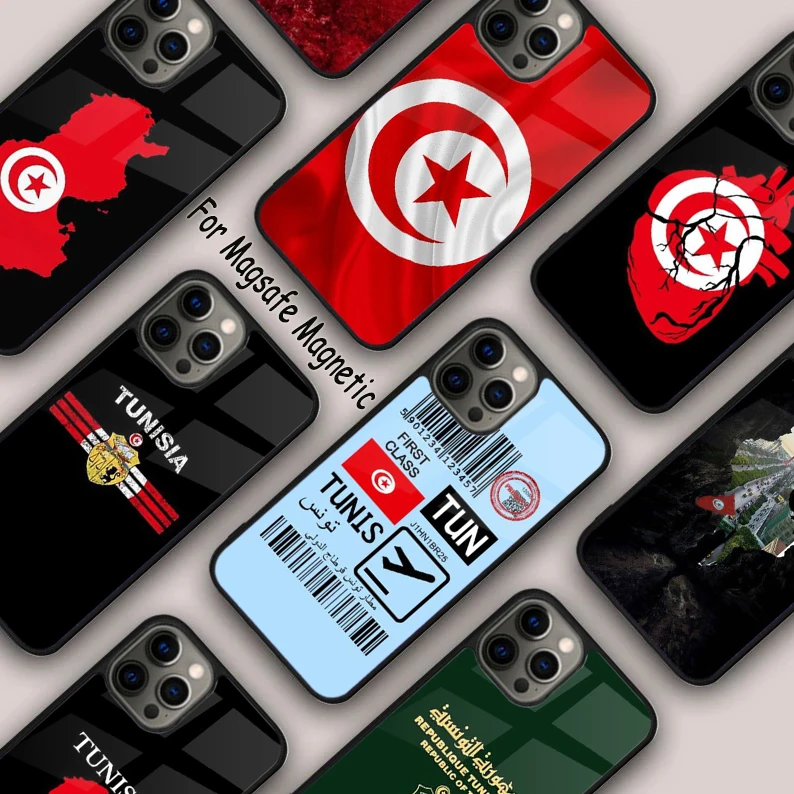 Tunisia Flag Map Magnetic Phone Case For APPLE iPhone 16 14 13 12 11 Pro Max 15 Plus Wireless Charge With MagSafe Cover