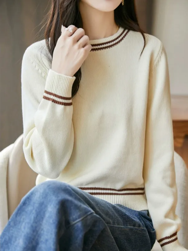 

Thiened Seven-Needle Knitted Long Sve Women's Sweater Inner Wear Warm Base irt Commute Sle Regular Fit Soft Rabbit V...