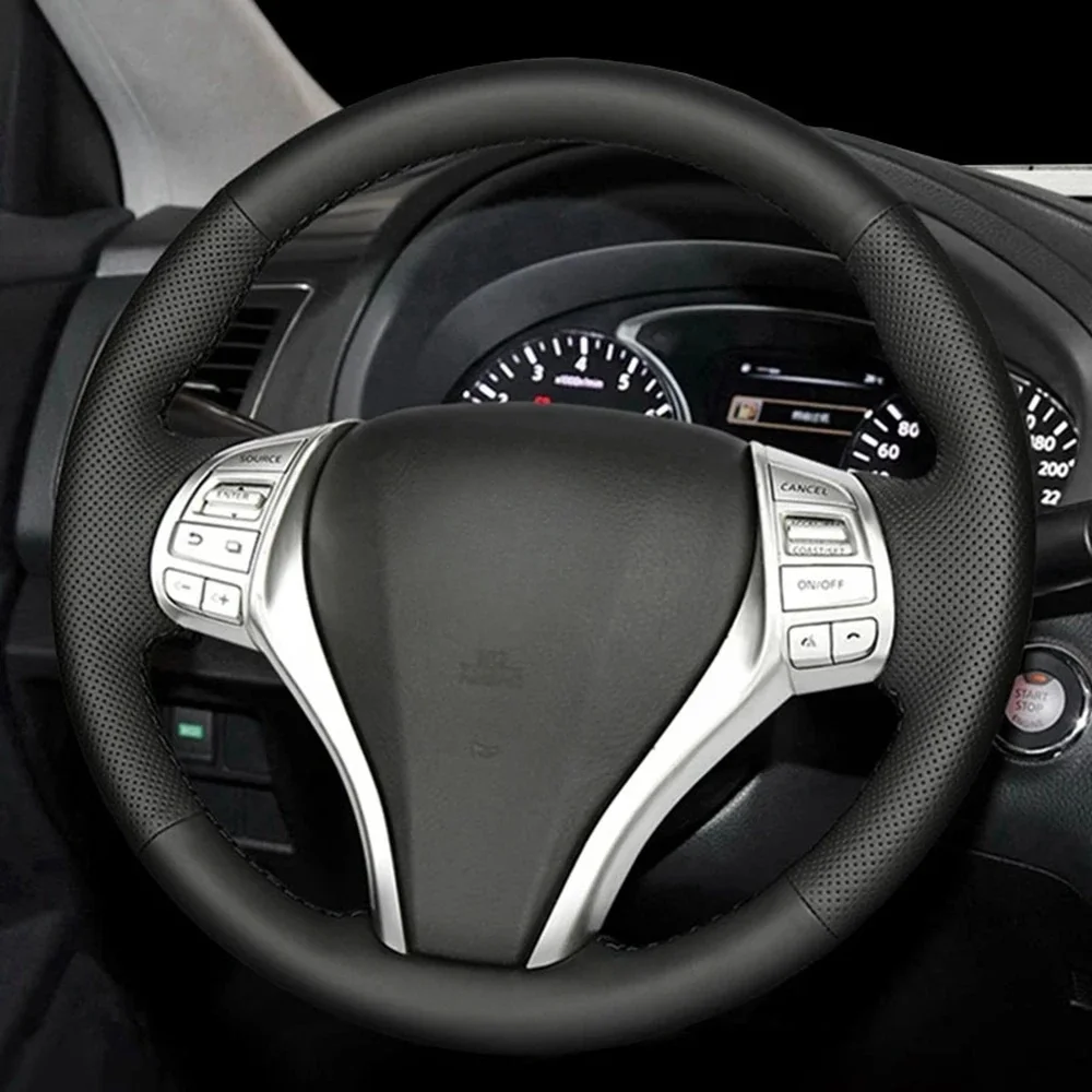 DIY Black Faux Leather Car Steering Wheel Cover For Nissan Teana Altima 2013-2016 X-Trail QASHQAI Rogue 2014-2016 Sentra Tiida