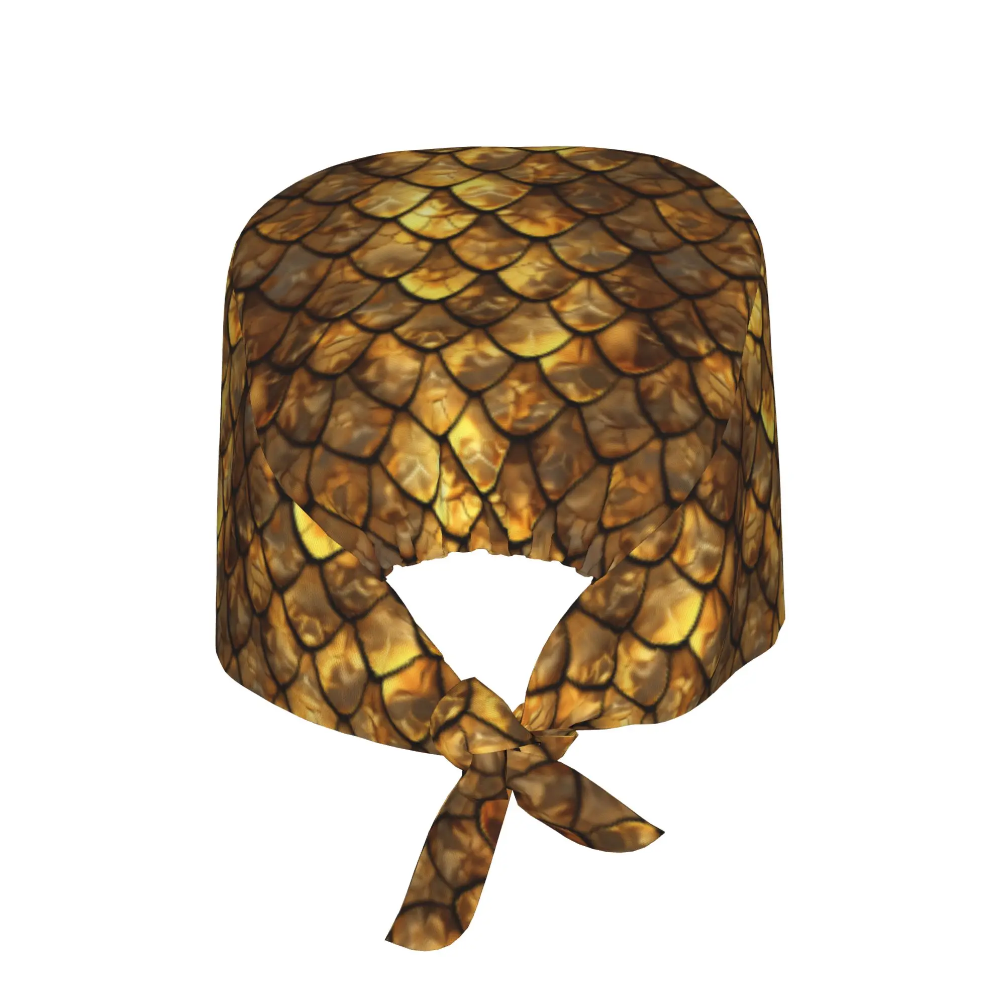 Dragon Fish Scales  Medical Staff Scrubs Hat Unisex Golden Armor  Doctor Nursing Surgical Cap Scrub Caps