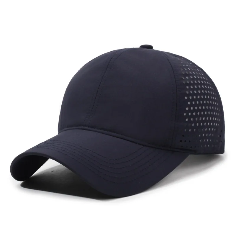 Atmungsaktive Mesh-Baseballkappe, Unisex, lässiger Stil, Polyester-Hut, leicht, einfarbig, verstellbare Sonnenkappe für den Außenbereich – Detail 3