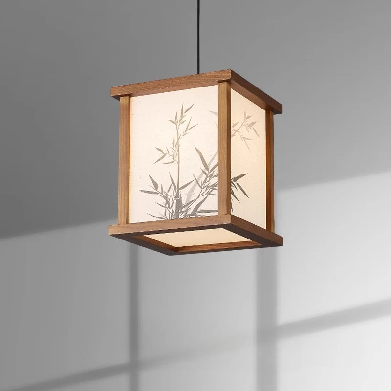 

Style Bamboo leaf Zen, simple and elegant solid wood restaurant, bar aisle entrance, bedroom bedside lamp