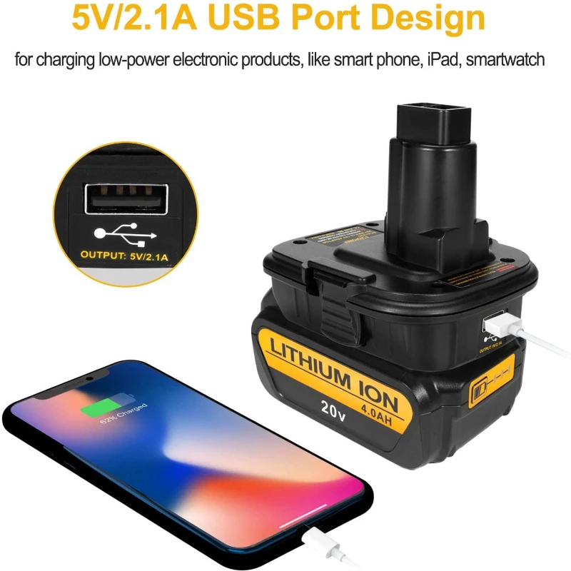 DM18RL Battery Converter Adapter USB DM20ROB For RYOBI Convert For DEWALT 20V For Milwaukee 18V Battery to 18V  Battery Adapter