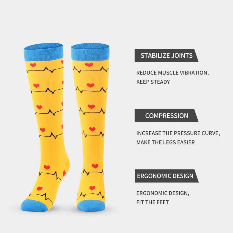 5pair  Women Men Medical Nurse Compression Stockings Cross Pattern Sports Socks Fitness Running Cycling Nylon Fashion Varicose