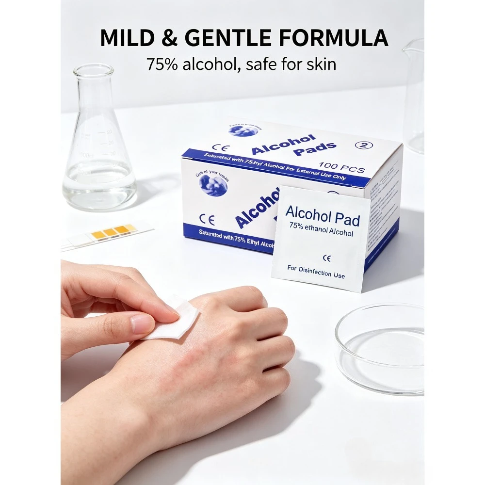 75% Alcohol Pads, Wound/Item Disinfection, Home Essential. Hygienic Individual Small Packaging Material: Non-Woven Fabric