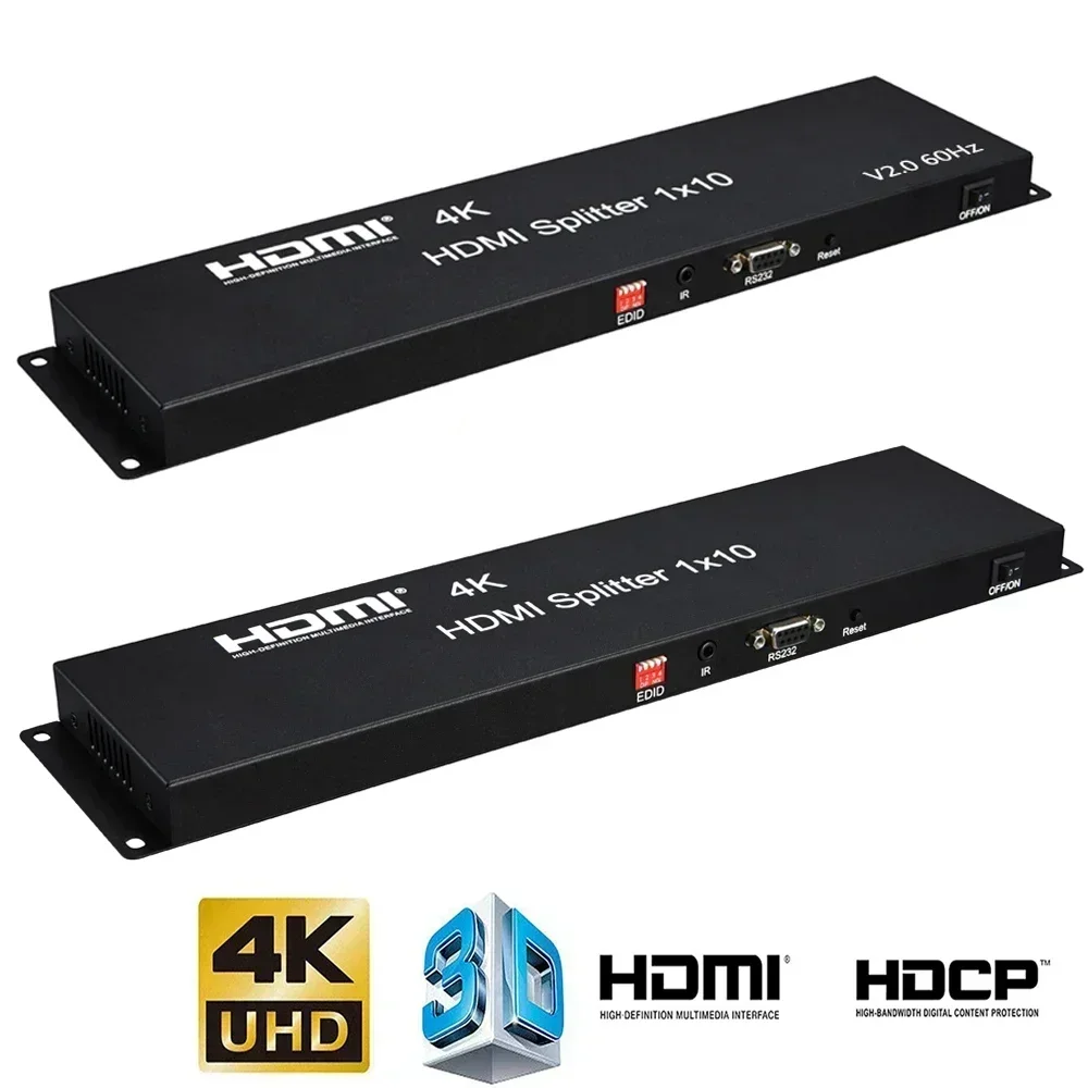 

4K 60hz 1x10 1 In 10 Out HDMI Splitter Video Distributor Multi Screen Display Video Converter for PS4 Camera PC To TV Monitor