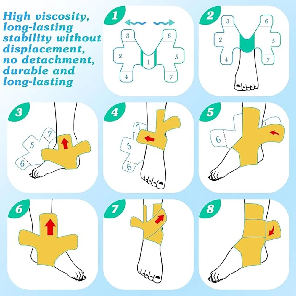 Precut Kinesiology Ankle Tape,10 Pcs,Prevent Ankle Sprain,Sports,Elastic Athletic Tapes,Breathable Kinetic Tapes for Daily use