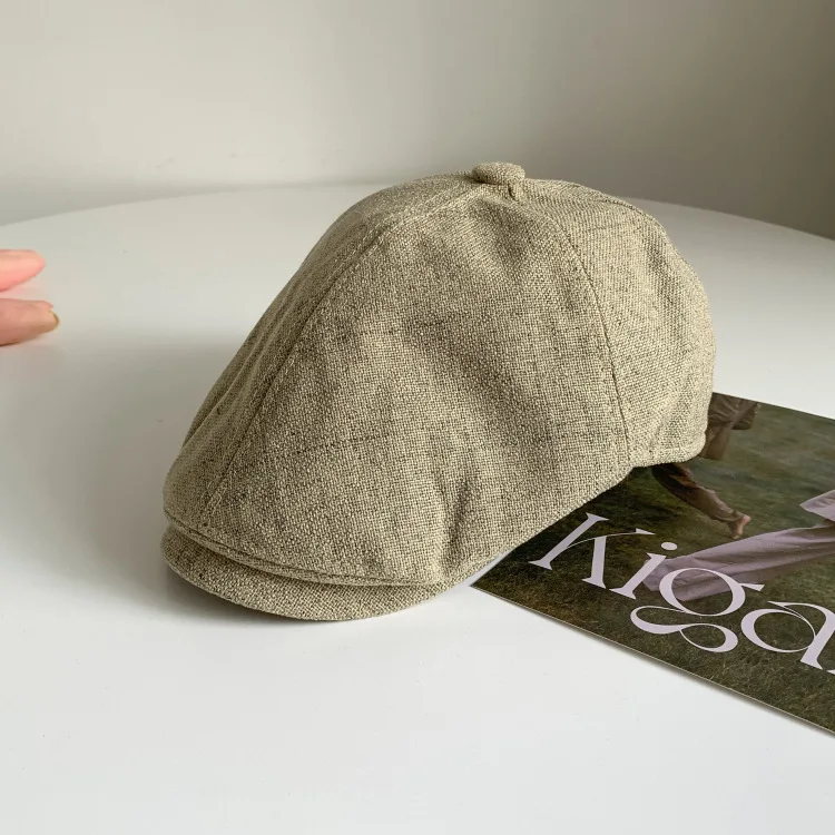 Vintage Y2K Damen und Mädchen Baumwolle Leinen Newsboy Cap koreanischen Stil Baskenmütze atmungsaktiv Sommer Frühling Herbst Hut – Detail 14