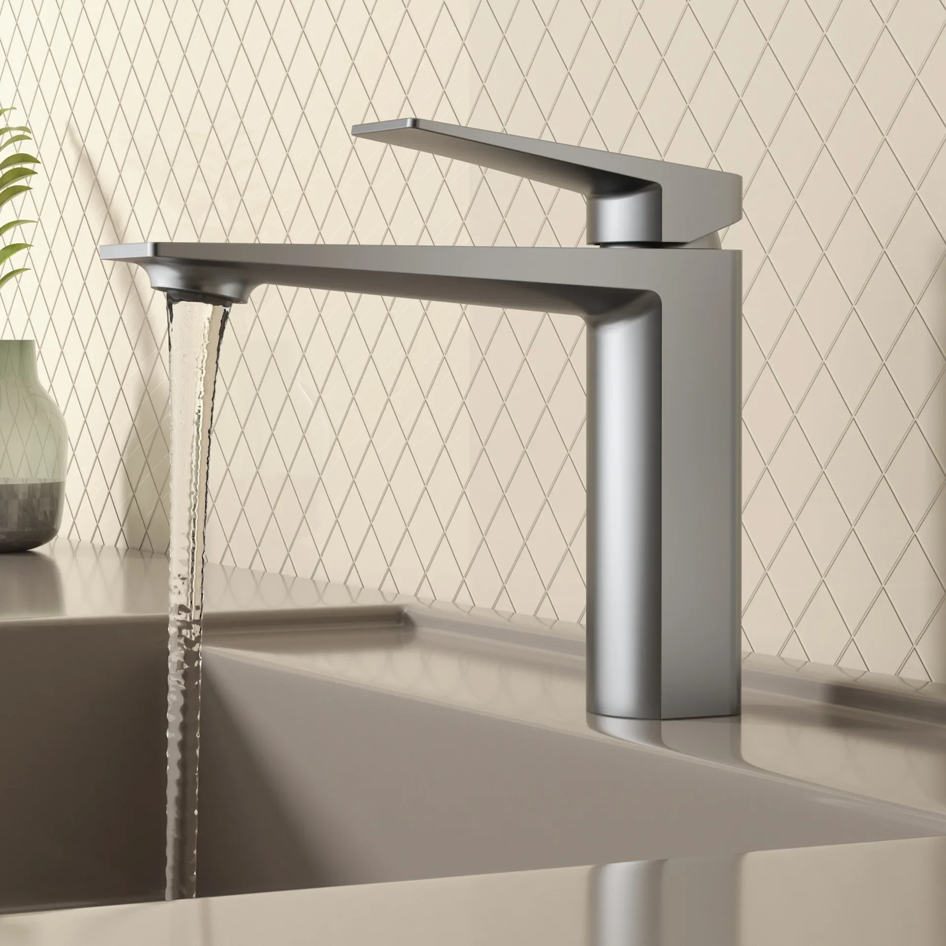 Gun gray bathroom cabinet dedicated faucet, all copper bathroom basin, high-end washbasin, hotel engineering brushed gold
