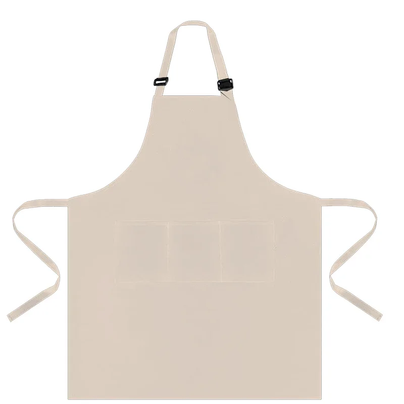 Custom Printed Logo Solid Color Pocket Design Apron Men's and Women's Simple Kitchen Baking Lace-Up Overalls
