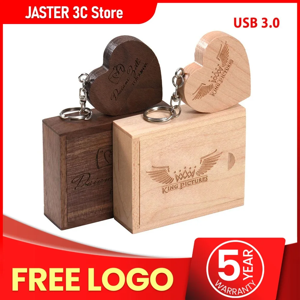 

Флэш-накопитель JASTER в деревянном корпусе, USB 3,0, 64 ГБ, 32 ГБ, 16 ГБ, 8 ГБ, 4 Гб, 128 ГБ, свадебные подарки, 5 шт./лот