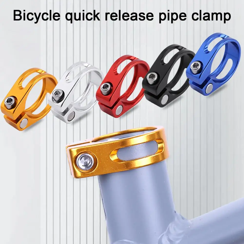 Bike Seat Post Clamp Bike Clamp Bicycle Seat Clamp Anodized Surface Adjustable Quick Release Seat Post Clamps Accessories