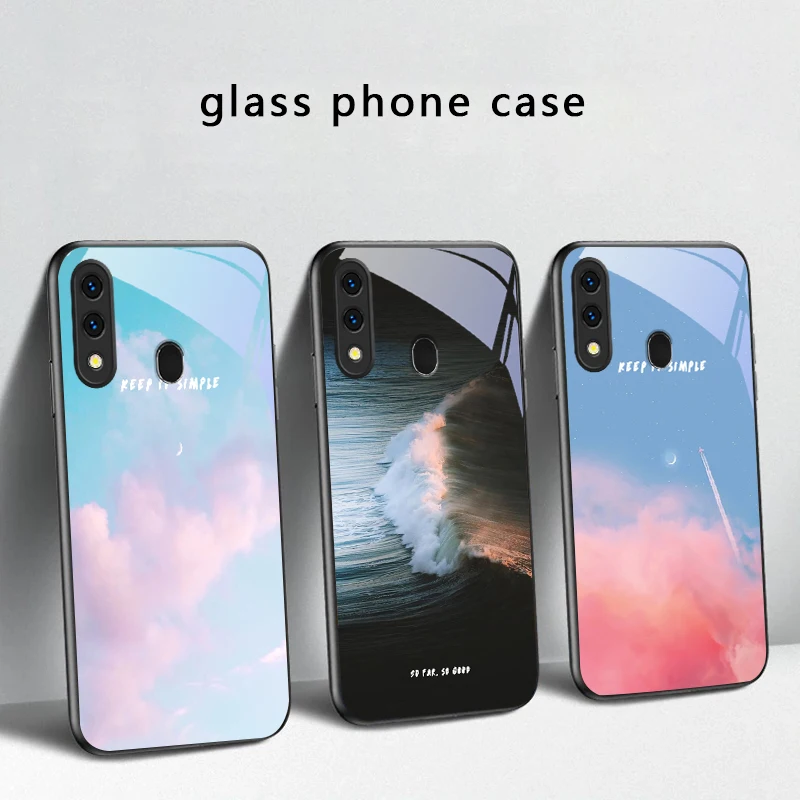 Dark colored seawater For Samsung Galaxy A30 A31 A32 A33 A34 A35 A42 A30s A20 A25 A26 A51 A56 A54 A72 A73 A70 Glass Phone Case