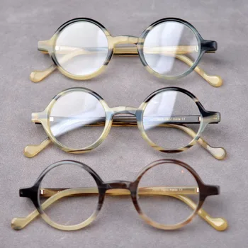 Retro horn frame small round frame can be matched with the number of lenses can be worn by men and women