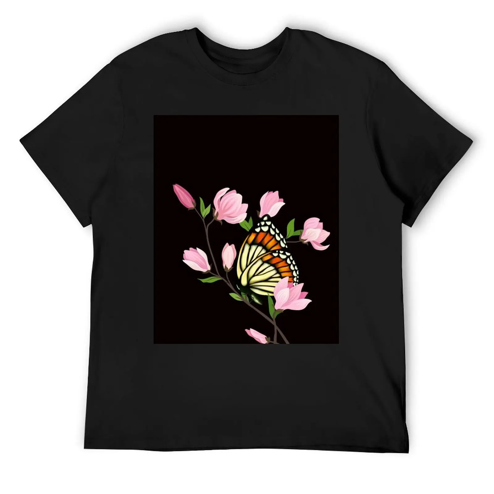 

Flower with Butterfly T-Shirt for a boy cute tops vintage anime shirt blue archive mens t shirts casual stylish