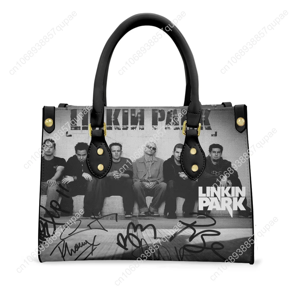 Linkin Park Rock Band Tote Bag Purse Womens Mens Personalized Text Image PU Leather Handbag Business Shopping Gift Bags