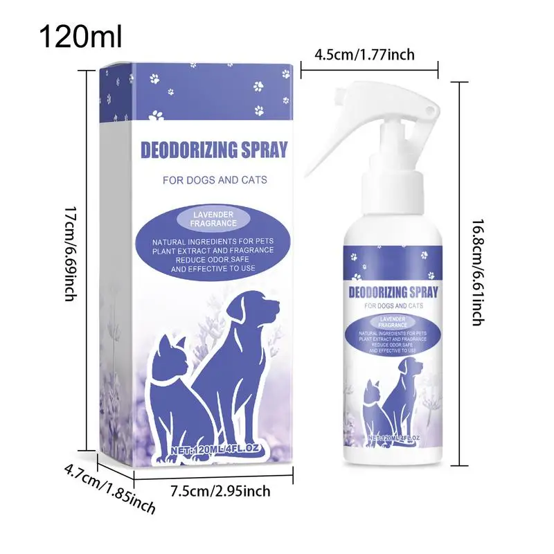 120ml Pet Odor Eliminator Natural Lavender Oil Cats Dogs Deodorization Spray Remove Odor Freshing Air Pet Supplies