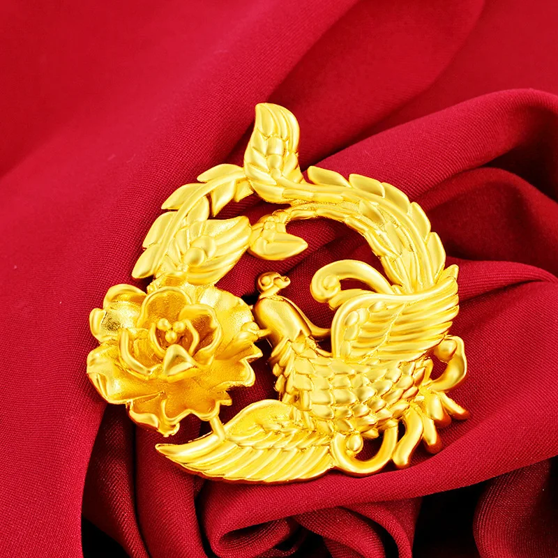 Colgante de flor de Fénix de oro y arena de Vietnam para mujer, collar de oro de imitación de nueve días de baile, regalo de cumpleaños