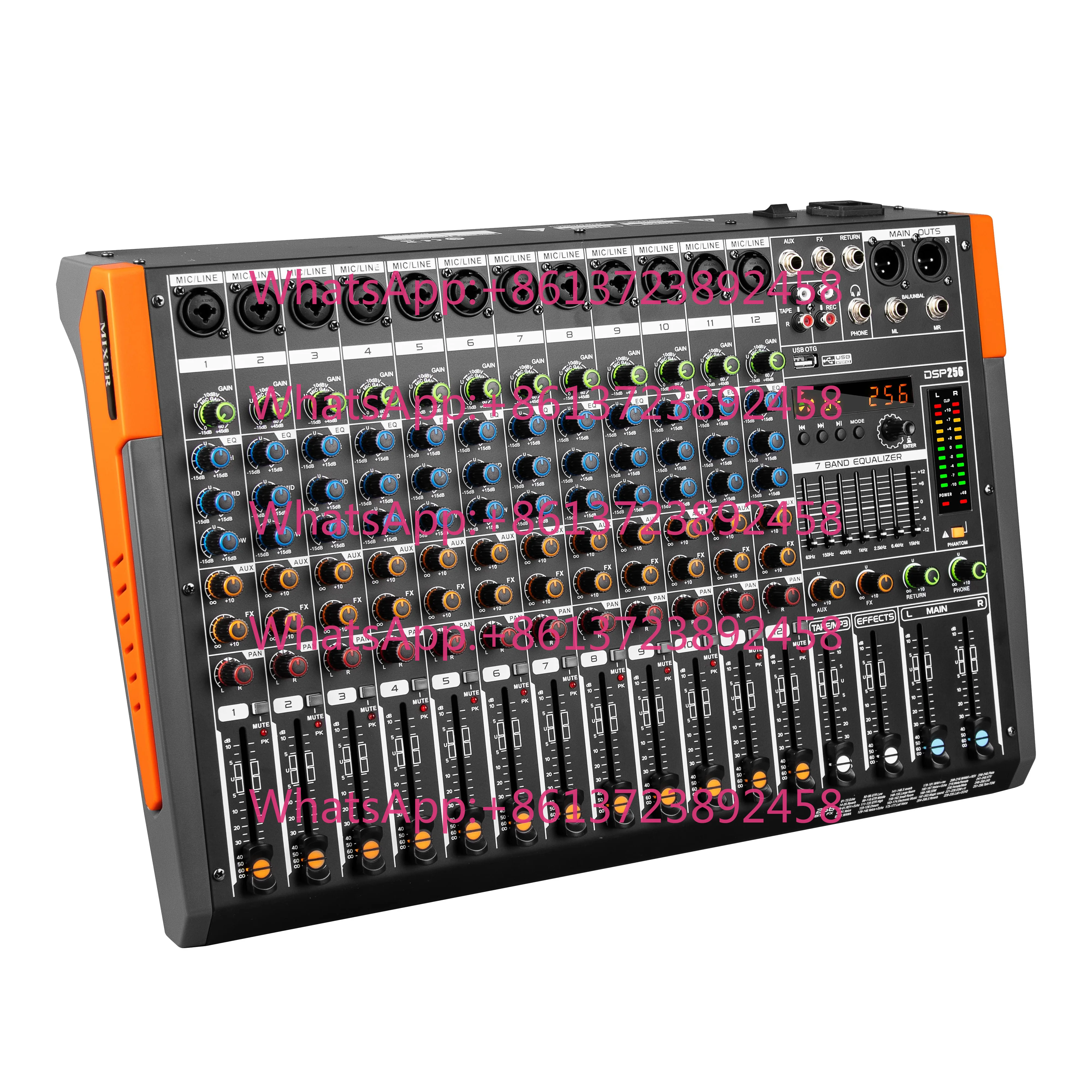 Professional 12-Channel USB Digital Audio Mixer Console Metal Construction 256 Reverb Effects for Stage Performance Video