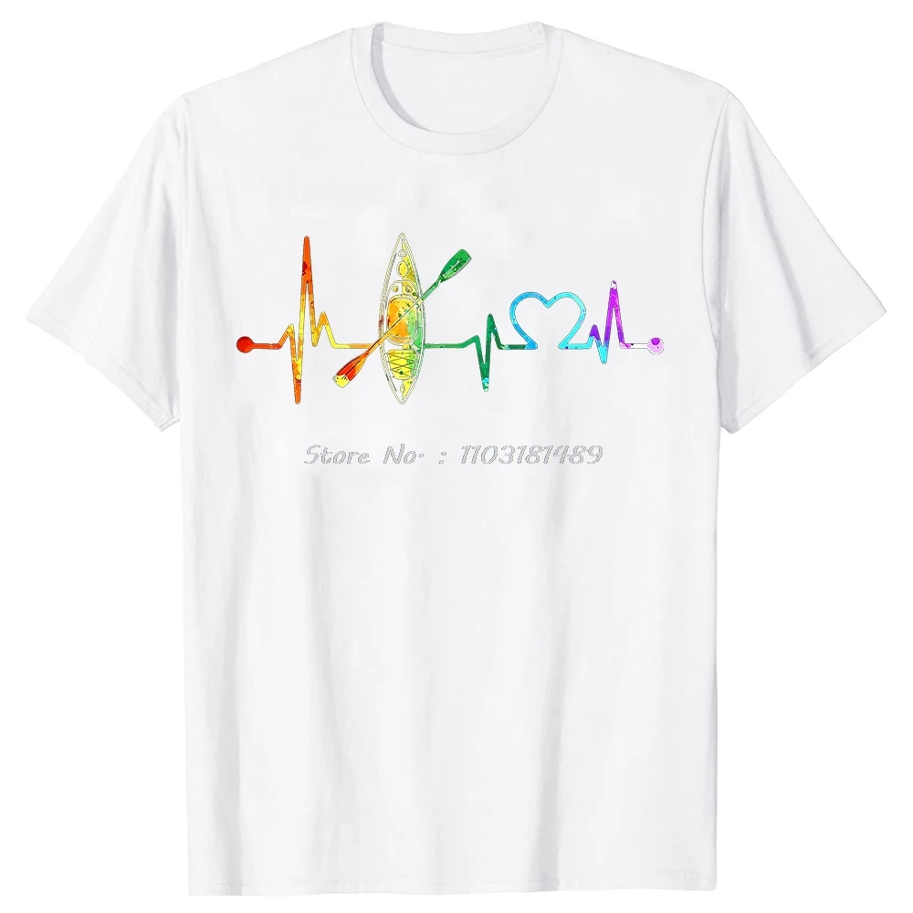 Kayaking Lover My Heartbeat Is A Kayak Vintage Color T Shirt for Men New Tops Tees Cotton Male T Shirt Simple Style Short Sleeve