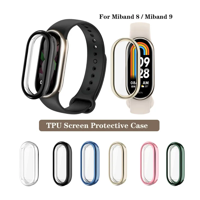 

Мягкий защитный чехол из ТПУ с гальваническим покрытием для Xiaomi Mi Band 10 9, Miband 8