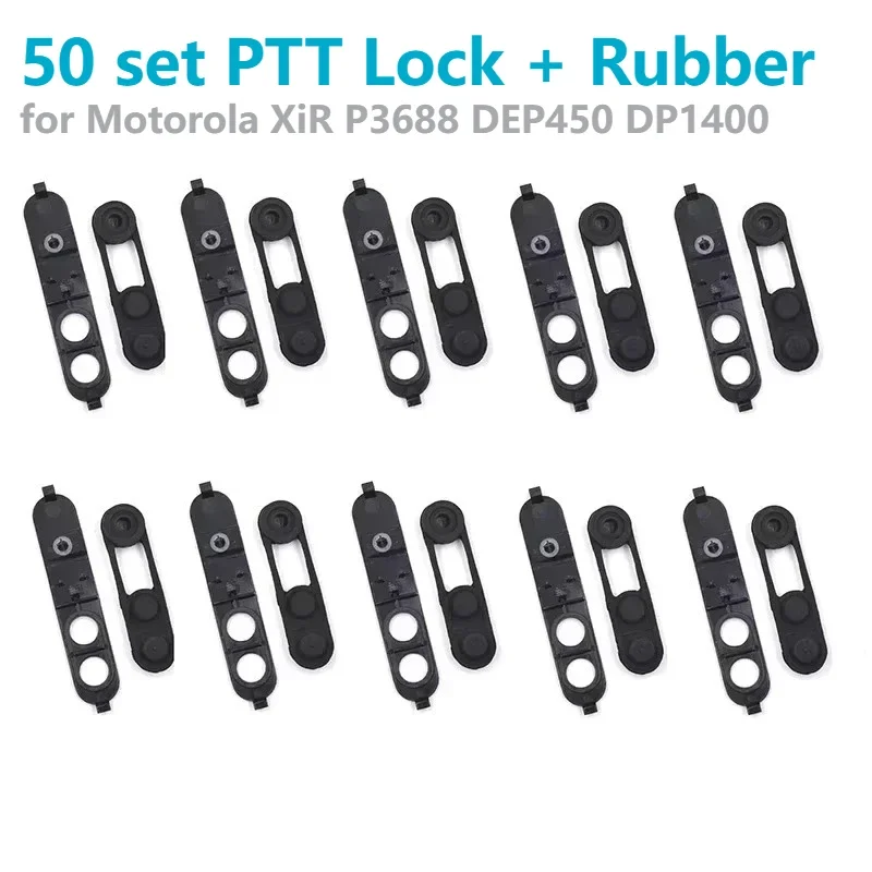 50 Conjuntos de Botão PTT com Trava e Tecla de Borracha PTT para Kits de Reparo de Rádio Portátil Walkie Talkie Motorola XiR P3688 DEP450 DP1400