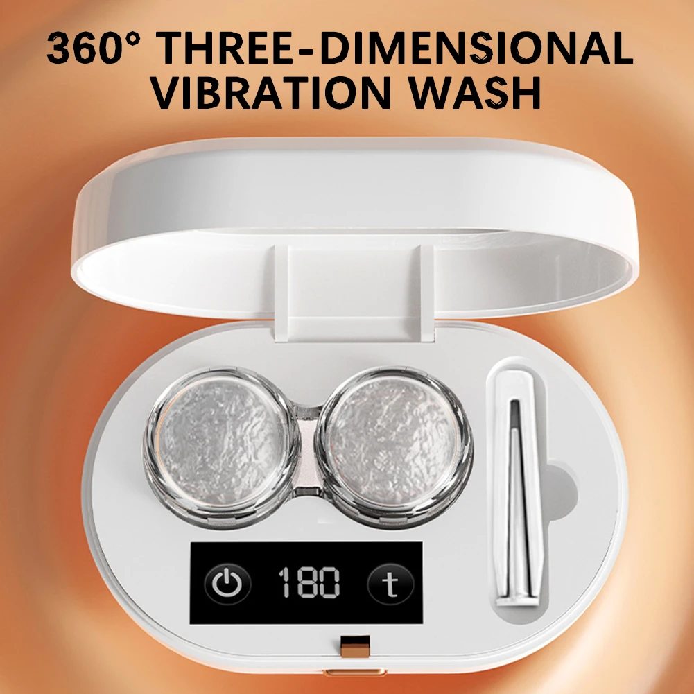 Electric With 3 Timing Modes Contact Lens Cleaner Ultrasonic Contact Lens Cleaner 360° High-Frequency Vibration For Home Travel