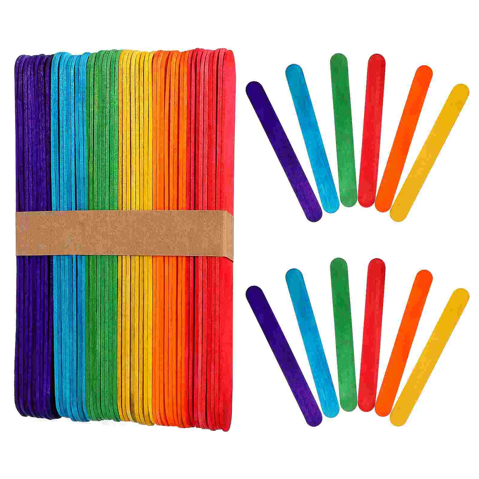 150 PCS Ice Cream Stick Child Toys Label Bamboo Popsicle Crafts DIY Wood Sticks