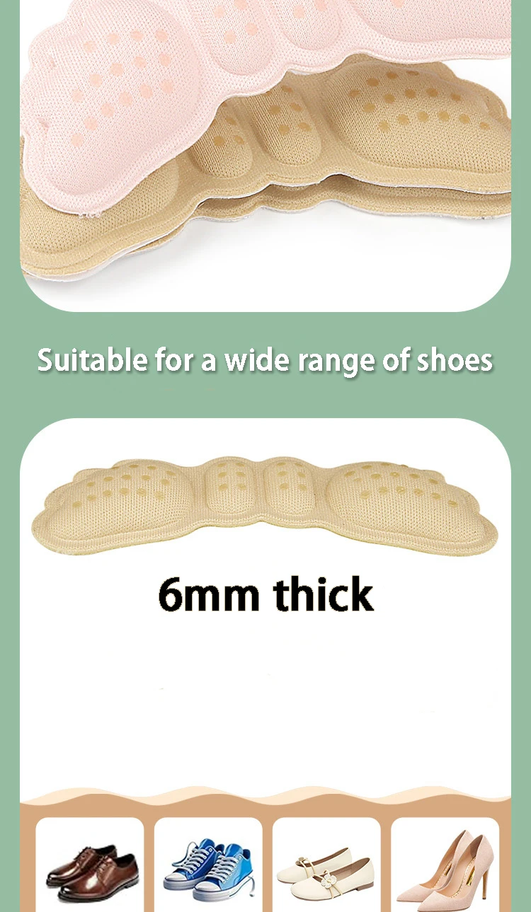 Fersenschutz-Einlagen für High Heels, Fersenaufkleber, Größenanpassung, selbstklebende, rutschfeste Schuhpolster, Schmerzlinderung, Fußpflege-Einlage, 4 Stück/8 Stück – Detail 7