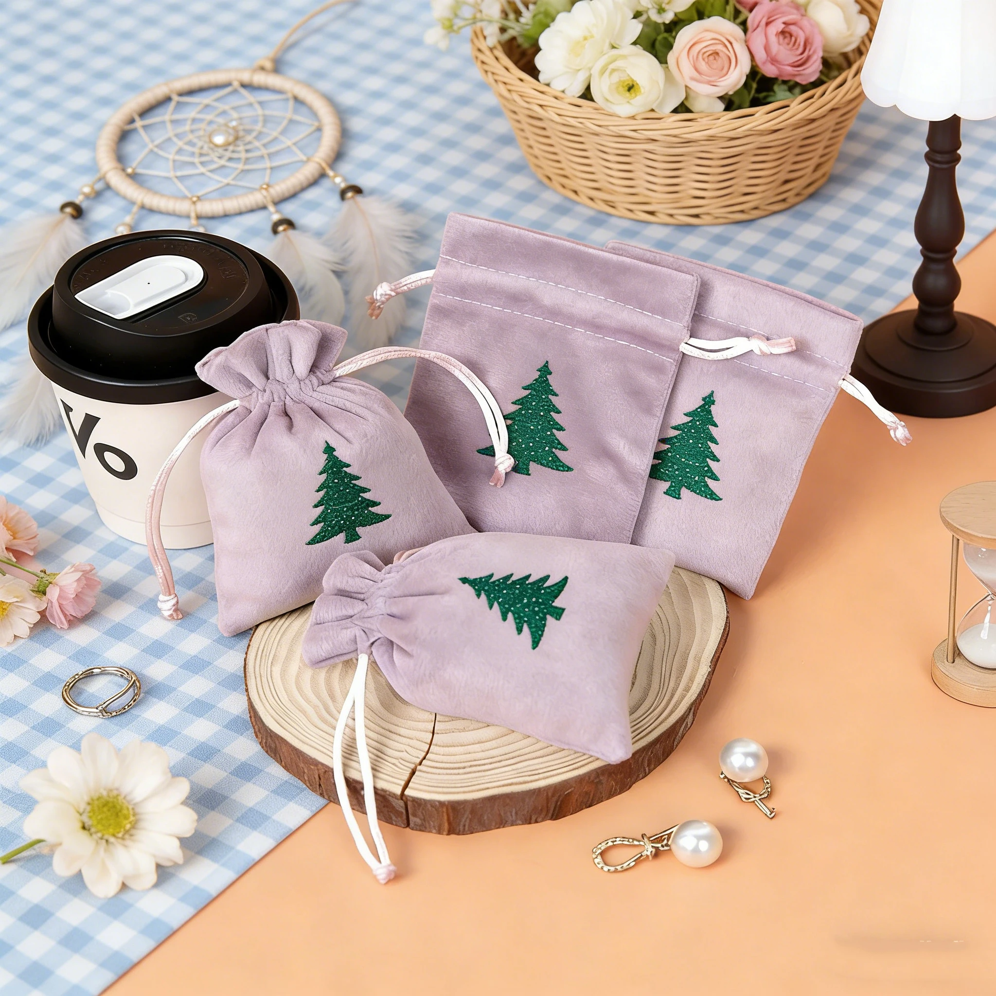 

100 шт./лот, мешочки для ювелирных изделий, мягкие бархатные подарочные пакеты для браслетов, ожерелий, серег, органайзеры для хранения, косметички, на заказ