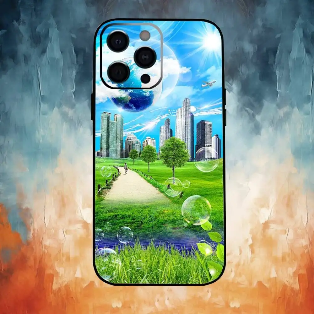 Frutiger Aero Phone Case For iPhone17,16,15,14,13,12,11 Plus,Pro Max Soft Black Cover