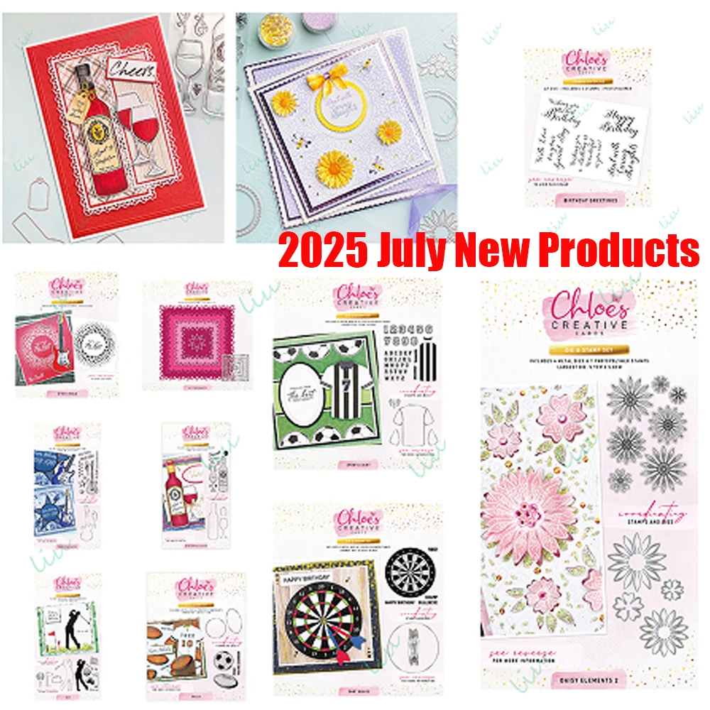 

2025 July New Metal Cutting Dies and Stamps for DIY Photo Album Greeting Diary Birthday Greetings Daisy Elements Balls Sports