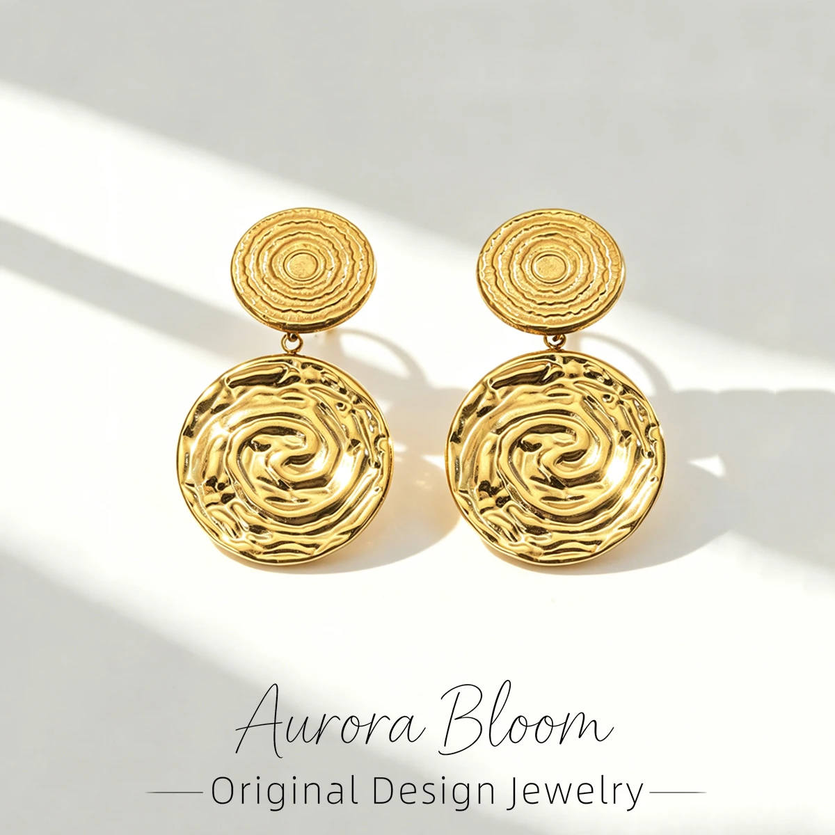 AURORA Fashion Circle Vortex Pendant Earrings For Women's Stainless Steel Earrings Women's Piercings Ear Cuffs Earring Jewelry