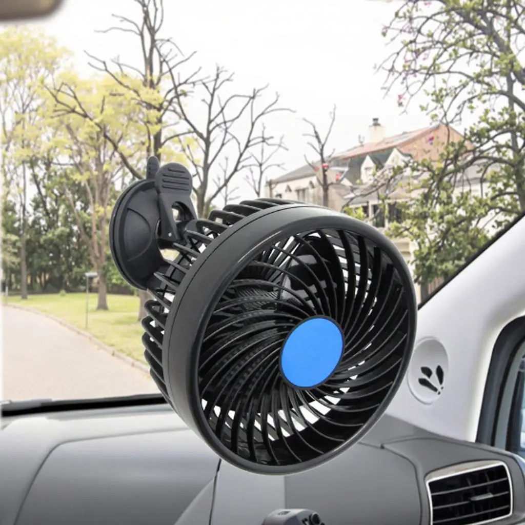 

Fast Cooling 12V 24V Car Fan Suction Cup Mount 360 Degree Adjustable Cigarette Lighter Fan for Car SUV RV Interior Use