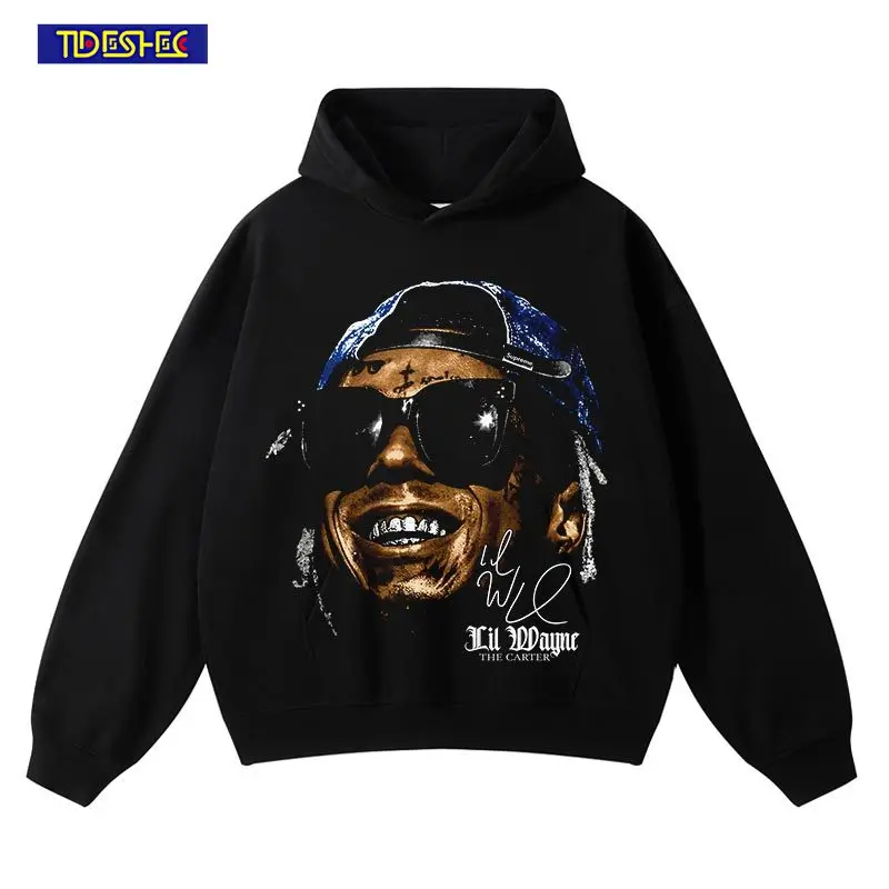 

Men Hip-hop Rap Portrait Graphic Hoodie Europe America Vintage Hoodie Sweatshirt Streetwear Cotton Pullover Harajuku Hooded