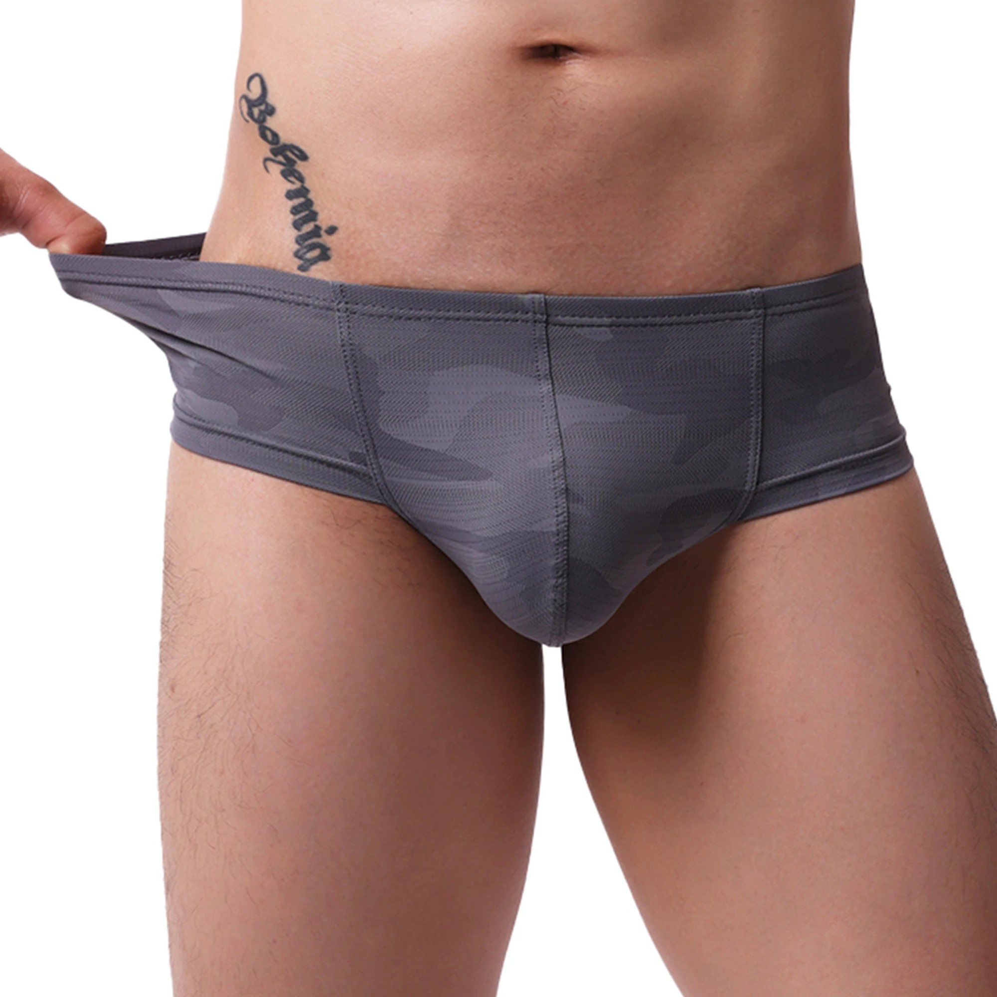 

Men's Printed U-shaped Expansion Bag Sexy Underpants Boxer Elastic Low Waist Flat Angle Briefs JockstrapT-back Erotic Underwear