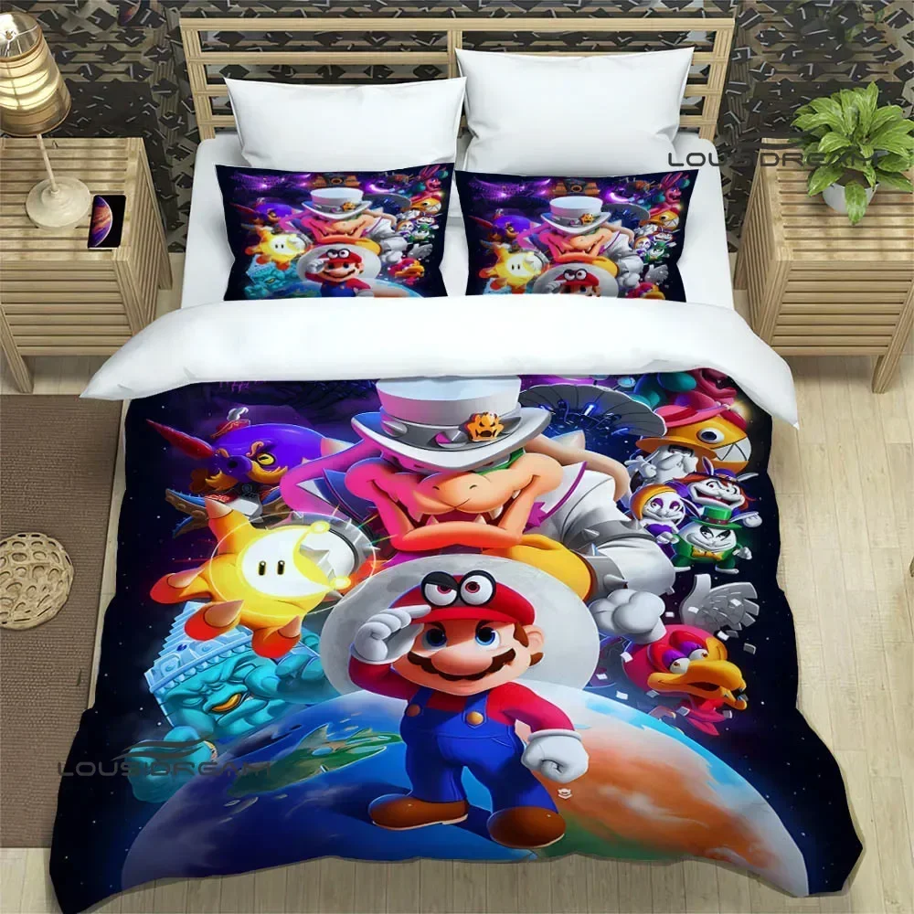 Cartoon M-Marios-Bros print Bedding Sets exquisite supplies set duvet cover bed comforter set bedding set luxury birthday gift