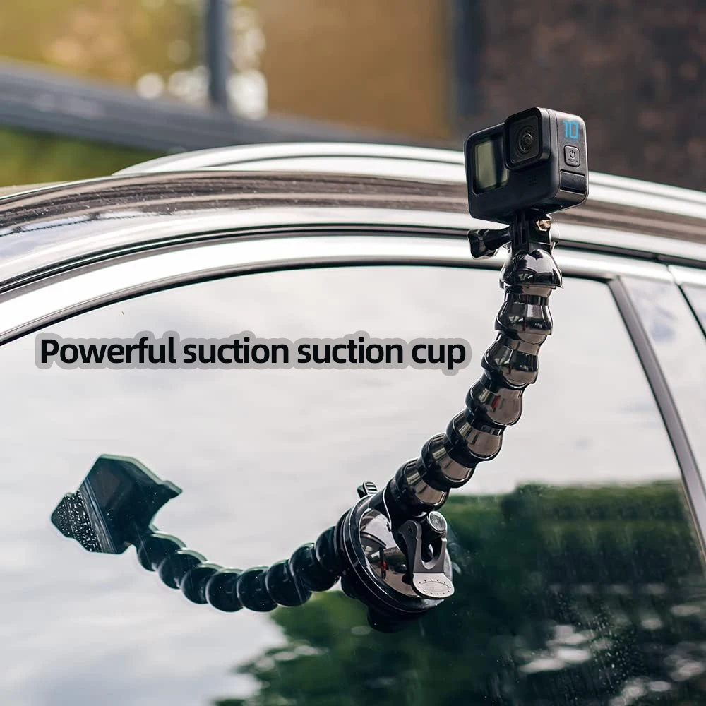 Flexible Gooseneck Suction Cup Action Camera Car Mount Holder For GoPro Hero 13 12 11 10 9 8 DJI Action 5 4 3 Insta360 X5 X4 X3