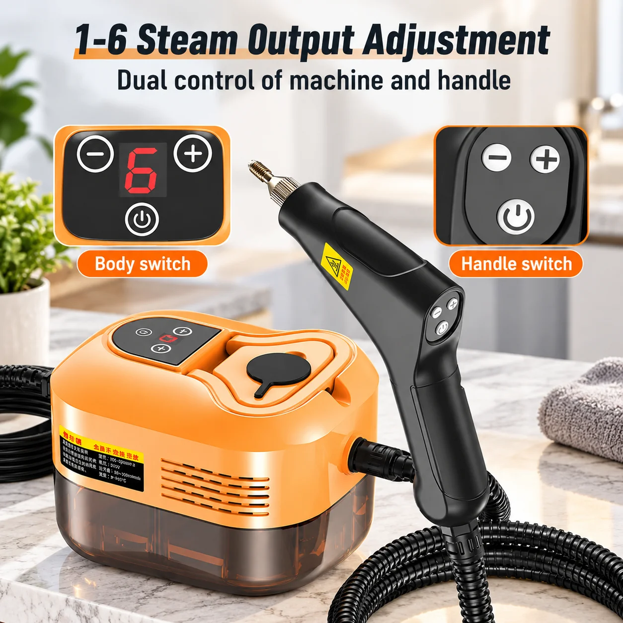 Portable High Pressure Steam Cleaner 4.5 Bar, 15S Fast Heating Handheld Steam Cleaning Machine with Multiple Brush Attachments for Kitchen, Bathroom, Car, Sofa and Home Cleaning